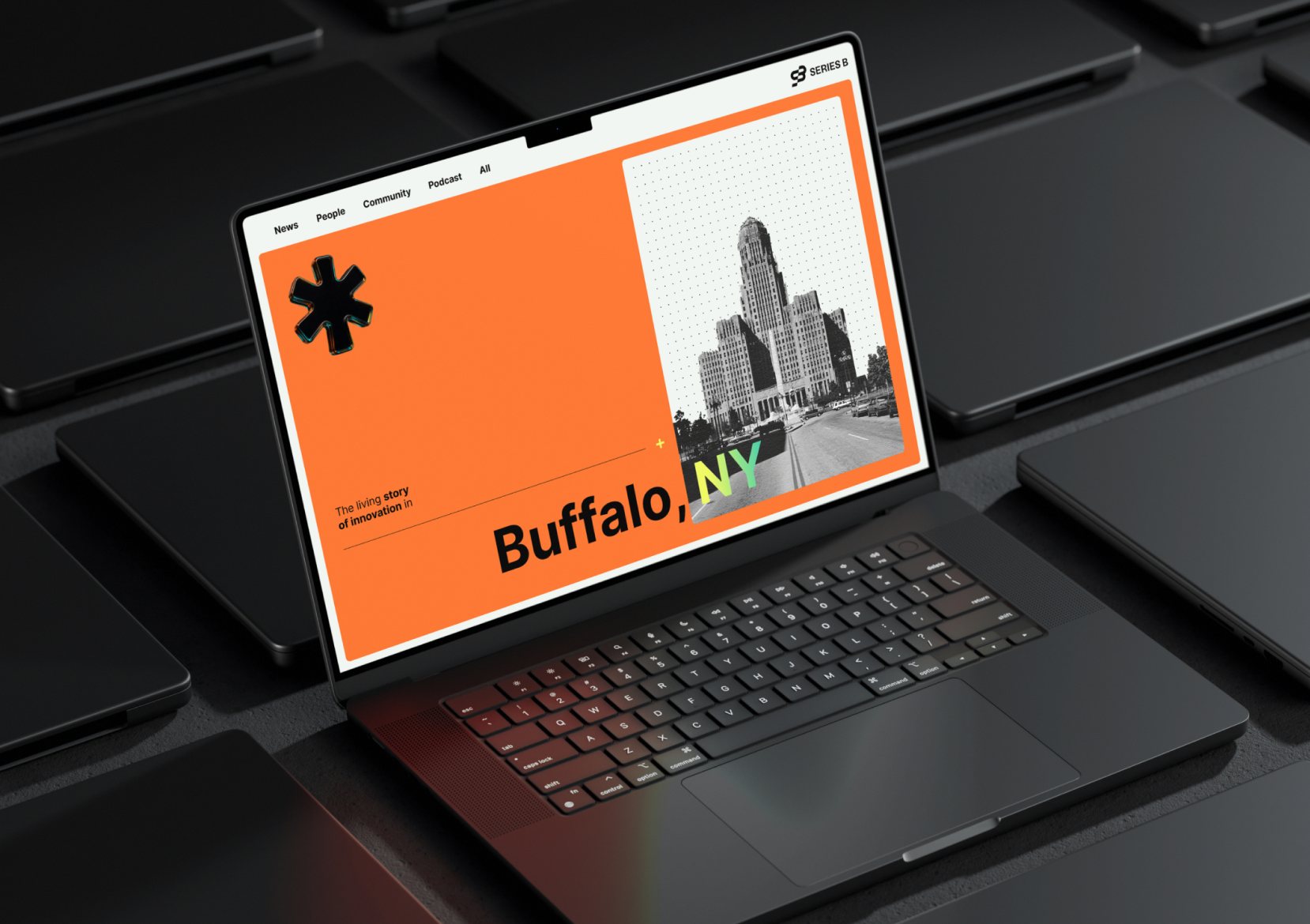 Series B — plataforma web en laptop