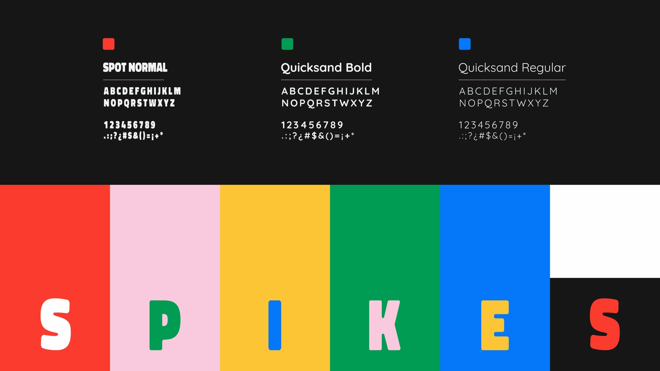Spikes typography and color palette